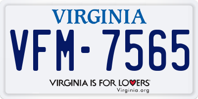 VA license plate VFM7565