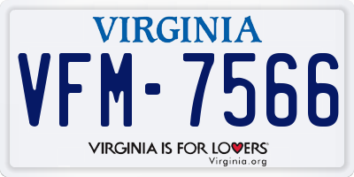 VA license plate VFM7566