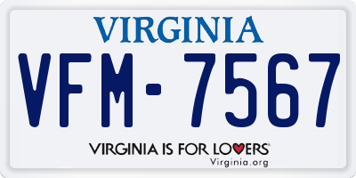 VA license plate VFM7567