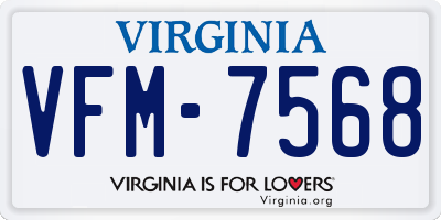 VA license plate VFM7568