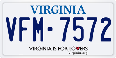 VA license plate VFM7572