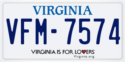 VA license plate VFM7574