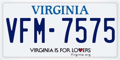 VA license plate VFM7575