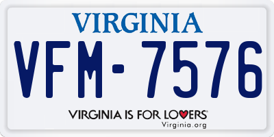 VA license plate VFM7576