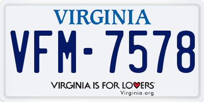 VA license plate VFM7578