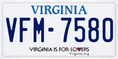 VA license plate VFM7580