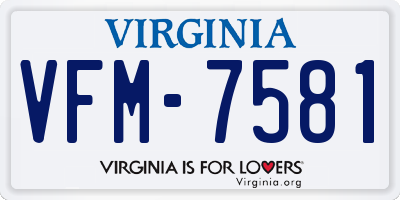 VA license plate VFM7581