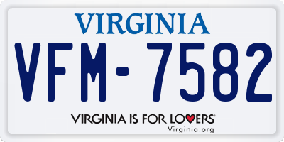 VA license plate VFM7582