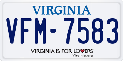 VA license plate VFM7583