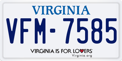 VA license plate VFM7585