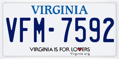 VA license plate VFM7592