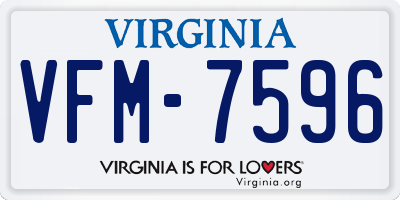 VA license plate VFM7596