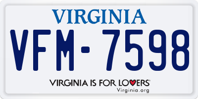 VA license plate VFM7598