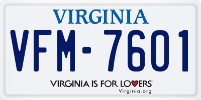 VA license plate VFM7601