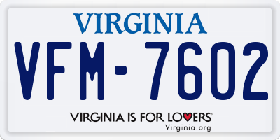 VA license plate VFM7602