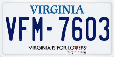 VA license plate VFM7603