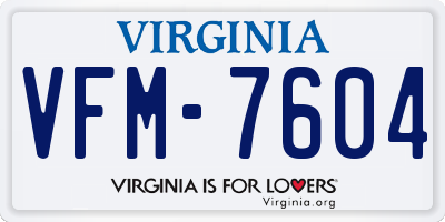 VA license plate VFM7604