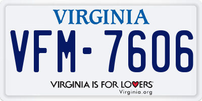 VA license plate VFM7606