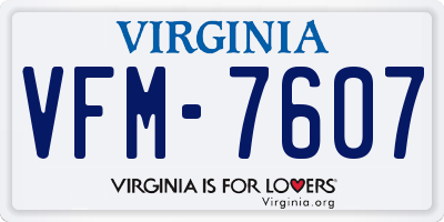 VA license plate VFM7607