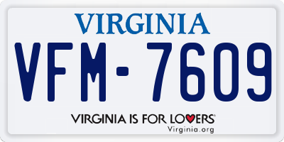 VA license plate VFM7609