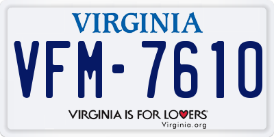 VA license plate VFM7610