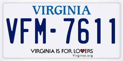 VA license plate VFM7611