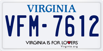 VA license plate VFM7612