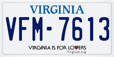 VA license plate VFM7613