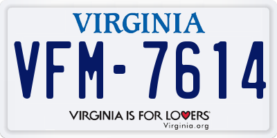 VA license plate VFM7614