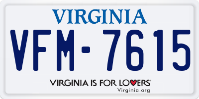 VA license plate VFM7615