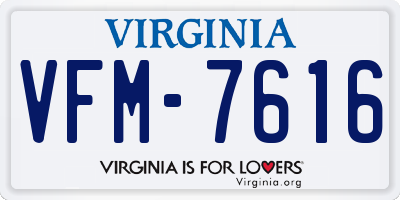 VA license plate VFM7616