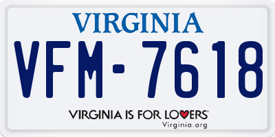 VA license plate VFM7618