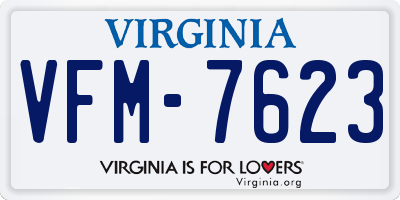 VA license plate VFM7623