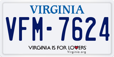 VA license plate VFM7624