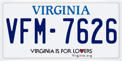 VA license plate VFM7626
