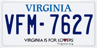 VA license plate VFM7627