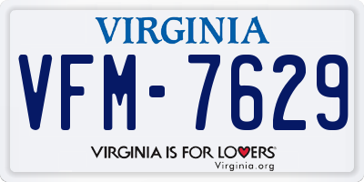 VA license plate VFM7629