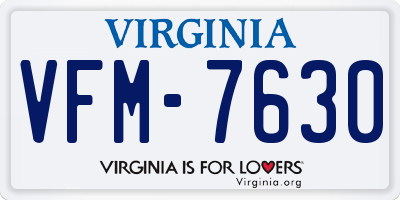 VA license plate VFM7630