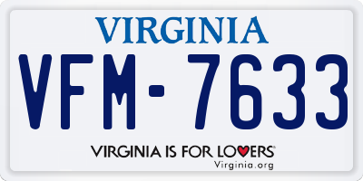 VA license plate VFM7633