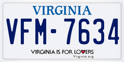 VA license plate VFM7634