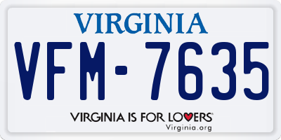 VA license plate VFM7635