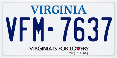 VA license plate VFM7637