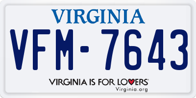 VA license plate VFM7643