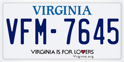 VA license plate VFM7645