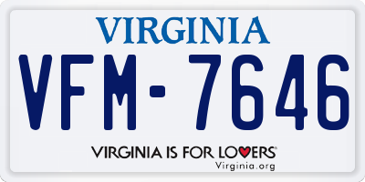 VA license plate VFM7646