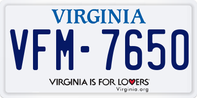 VA license plate VFM7650
