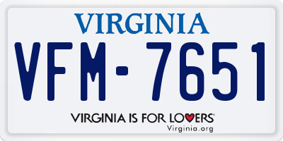 VA license plate VFM7651