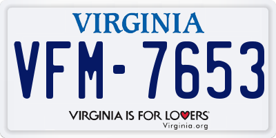 VA license plate VFM7653