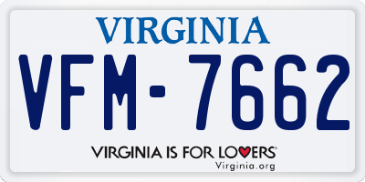 VA license plate VFM7662