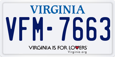 VA license plate VFM7663